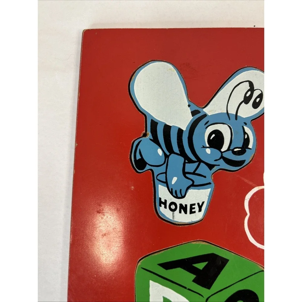 Vintage SIFO Wooden Toy Puppy Honey Bee Shape Puzzle‎ Read